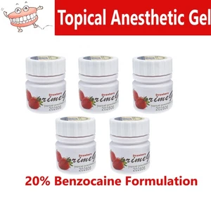 5 Botellas Dental Tópico Gel Sin Dolor 20% Benzocaína Sabor Fresa Tarro 1oz - Imagen 1 de 4