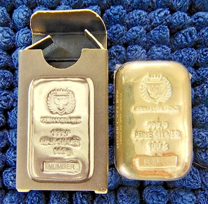 Hand Poured- Germania Mint- 100 gram -999.9 Fine Silver Bar -Sealed #'d -B30333 - Picture 1 of 8