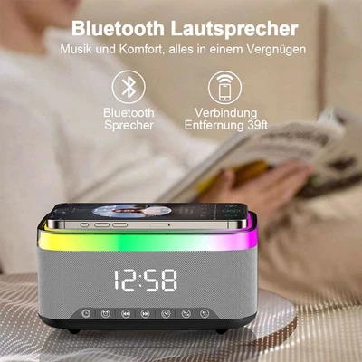 Bluetooth Lautsprecher Radiowecker mit Funkuhr Bluetooth 5.0 Für i.Phone Samsung - Bild 1 von 4