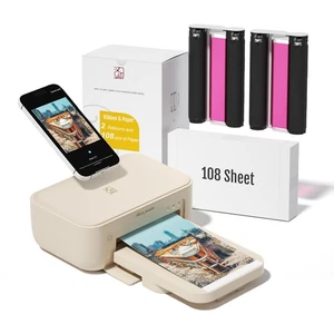 4x6 Fotodrucker mit 108 Blatt Fotopapier & 2 Farbbändern, Desktop Sofortbild - Bild 1 von 6