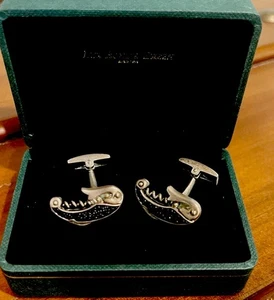 Sterling Silver .925 w Black Sapphire Cufflinks Stamped Lux Bond & Green NIB - Picture 1 of 9