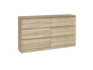 Kommode 140 cm Sonoma Eiche – griffloses Sideboard mit 6 Schubladen - Bild 1 von 11