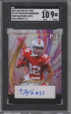 2024 Pro Set Pure TREVEYON HENDERSON New England Patriots RC 1/1 SGC 9 10 AUTO - Image 1 of 2