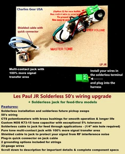 Les Paul Jr Lötfreies Verkabelungs-Upgrade + handgefertigter Tonkondensator + Feed-Thru-Buchse - Bild 1 von 10