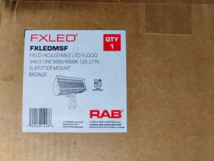 RAB LIGHTING FXLEDMSF FIELD-ADJUSTABLE LED FLOOD LIGHT 346 WATT NEW IN BOX - Picture 1 of 3