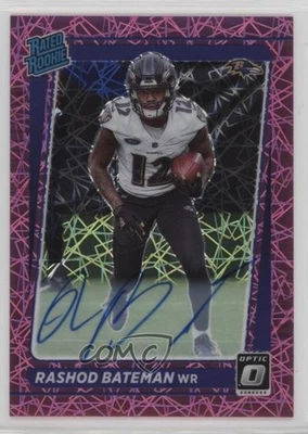 2021 Donruss Optic Pink Velocity Prizm 19/50 Rashod Bateman #210 Rookie Auto RC - Image 1 of 3