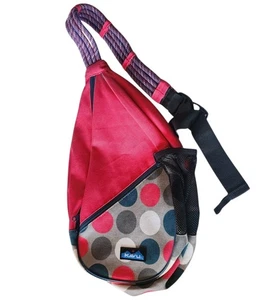KAVU Rope Sling Bag rosa/grau gepunktet Crossbody Schulter Wanderrucksack - Bild 1 von 2
