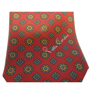 Pierre Cardin Paris Mens Red Floral Silk Necktie Designer Neck Tie - Image 1 of 3