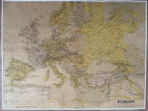 EUROPE IN 1939 WORLD WAR II BLONDEL LA ROUGERY VERY LARGE ORIGINAL MAP ON LINEN - Picture 1 of 15