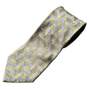 Ermenegildo Zegna Men's Necktie Olive Green Blue Patterned Silk Designer - Picture 1 of 2