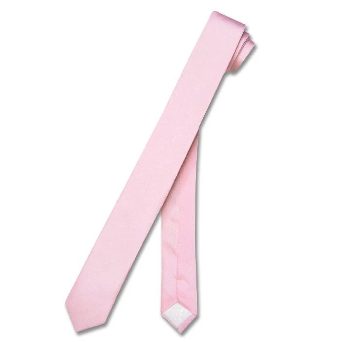 Corbata de cuello estrecho 100 % SEDA EXTRA delgada color ROSA para hombre 1,5" Foto 1 de 1