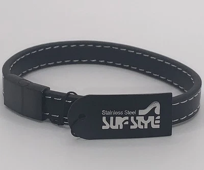 Auténtico brazalete de cuero estilo surf blanco y negro 657517 Foto 1 de 2