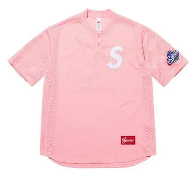 Camiseta Henley de béisbol Supreme S Logo SS25 rosa para hombre mediana - totalmente nueva Foto 1 de 3
