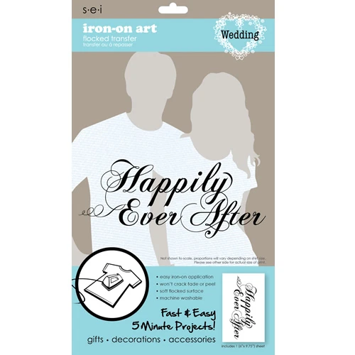 sei crafts Iron-on Art Flocked Transfers Wedding Party - 1 pc - VARIOUS DESIGNS! - Image 1 of 1