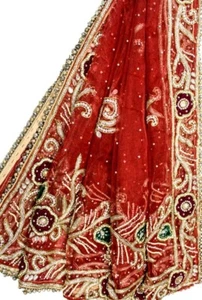 Vintage Indian Heavy Dupatta Women Bridal Long Scarf Embroidered Stole HD1100 - Picture 1 of 8