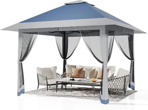 Canopy Gazebo Patio Double Roof Waterproof Mesh Netting Curtains Outdoor 13x13ft - Picture 1 of 7