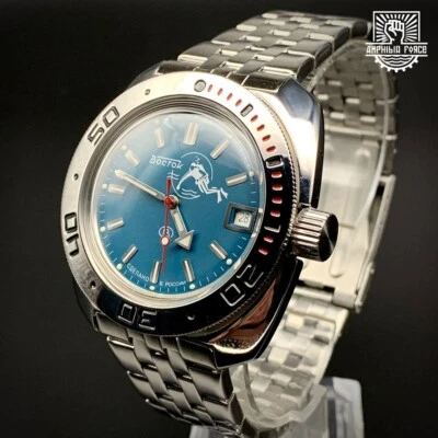 Vostok Amphibia 710059 -  Blue Scuba Dude - Brand New - Sent from Barcelona - Imagen 1 de 4