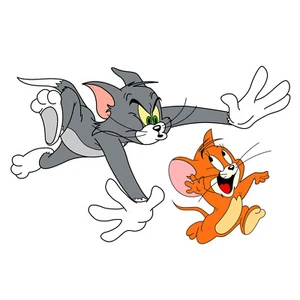 Tom e Jerry cartoon adesivi murali wal sticker cropped print pvc 90x58 cm. - Foto 1 di 3