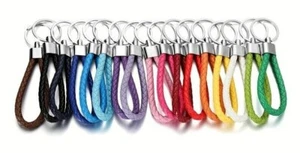Metal + Faux Leather Key Chain Key Ring Bag Women Girls Man Car Gift - Picture 1 of 8