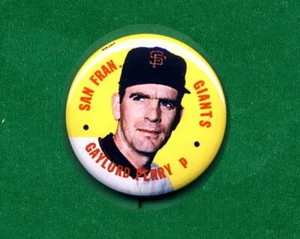 1967 STYLE Topps Baseball Test Disc RP **PIN** Gaylord PERRY SF Giants - Picture 1 of 1