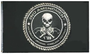 2nd Amendment Amerikas Original Heimatschutz Totenkopf Flagge 3x5 mit Ösen - Bild 1 von 2