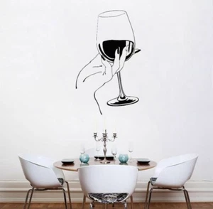Dame hält Weinglas Aufkleber Wand Akzent Wandtattoo Aufkleber Kostenloser Versand Verkauf - Bild 1 von 3