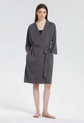 SIORO Mujeres Lana Merino Kimono Bata Manga 3/4 Boda Ropa de Salón Chal Albornoz Foto 1 de 4