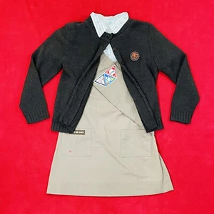 Vintage 80’s Girl Scout Brownie Uniform Jumper/Romper-Dress Shirt & Sweater Sz 7 - Picture 1 of 24