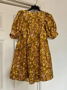 NWT KIKA VARGAS Target Gold  Mum Floral Puff Sleeve Mini Dress Women XXS - Picture 1 of 8