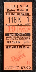 1981 SHEA STADIUM TICKET STUB Excellent Condition NEW YORK METS