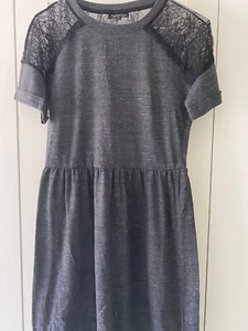 Topshop Skater Dress Size 8 Grey Lace - Picture 1 of 3