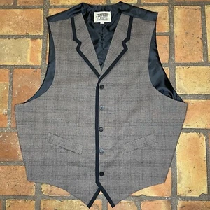 Vintage Frontier Classics Vest Mens XL Brown Tan Grey Plaid Western Cowboy - Picture 1 of 6