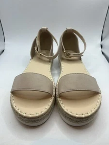 Spurr Kalia Flatform Sandals Espadrille Beige Size 9 Ankle Strap Buckle Close - Picture 1 of 12