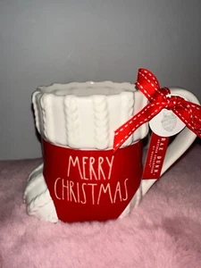 RAE DUNN Red MERRY CHRISTMAS  Stocking Coffee Mug - NEW - Picture 1 of 7