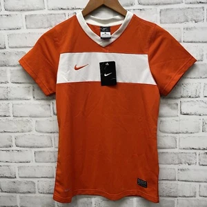NWT Nike Dri-Fit Athletic orange V-neck Girls Tee Size M - Picture 1 of 5