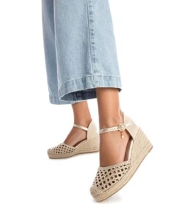 XTI SANDALO ESPADRILLAS CON ZEPPA DONNA RAGAZZA 142893 ORO CORDA DAL 36 AL 40 - Imagen 1 de 5