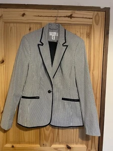Mango Suit Womens Black/ White Blazer Jacket Size EUR 46 - Picture 1 of 6