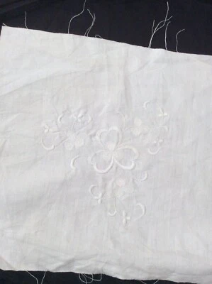 ☘️ New Antique Irish Linen Emb Shamrock Panel ☘ - Image 1 of 2