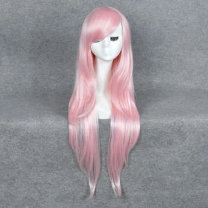 New Fashion Long Pink Straight Women's Lady Cosplay Hair Wig Full Wigs + Wig Cap - Picture 1 of 5