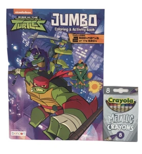 2 TEENAGE MUTANT NINJA TURTLES Jumbo Coloring Activity Book & Metallic Crayons - Picture 1 of 10