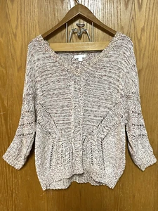 New York & Company Sweater Knit Peach Pink V Neck Long Sleeve Womens Size XL - Picture 1 of 4