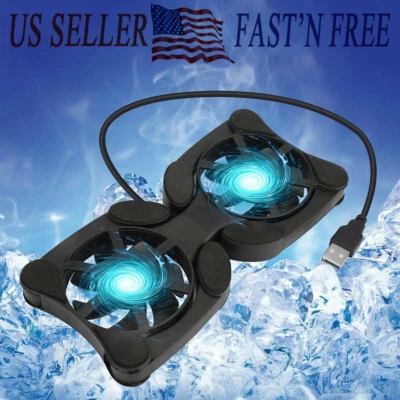 Dual USB Lüfter Pad Faltbar Slim Lüfter Kühler Ständer für PC Notebook Laptop - Bild 1 von 4