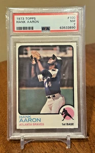 Hank Aaron PSA 7 1973 Topps #100 Atlanta Braves HOF - Picture 1 of 3