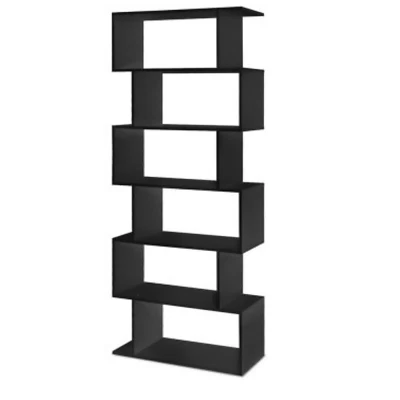 Artiss Bookshelf 6 Tiers Display Book  Storage Shelves Stand Bookcase Black RIVA - image 1 of 4