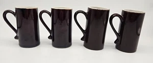 4 Vintage Expresso Demitasse Mugs Chocolate Brown Glaze 4.25" - Picture 1 of 6