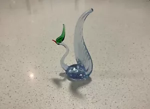 VINTAGE BIRD FIGURINE —HAND BLOWN MURANO ART SOLID BLUE GLASS - Bild 1 von 7