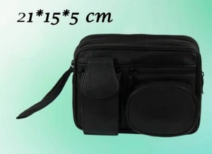 Herren Tasche Handgelenktasche Handtasche Echt Leder Schwarz - 21 * 15 * 5 cm - - Bild 1 von 5
