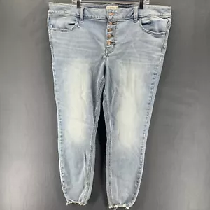 Pantalones de mezclilla para mujer Maurice's M 20 W súper ajustados tiro medio azul lavado claro botón mosca - Imagen 1 de 11