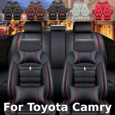 For Toyota Camry Car 5 Seat Covers Full Set Luxury PU Leather Cushion Protector Foto 1 de 4