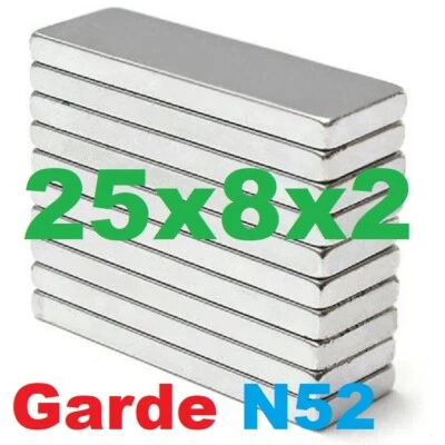 25x8x2 mm (N52) Neodymium Magnet Thin Rectangular Bar Magnet (various pack size)